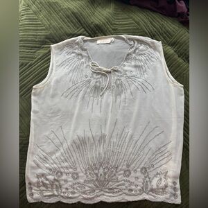 La Bellum by Hillary Scott Beaded Sleeveless Chiffon Top 1X